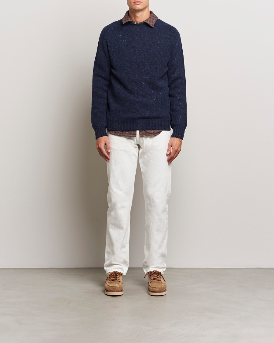 Harley Of Scotland Donegal Wool Crewneck Jura Blue