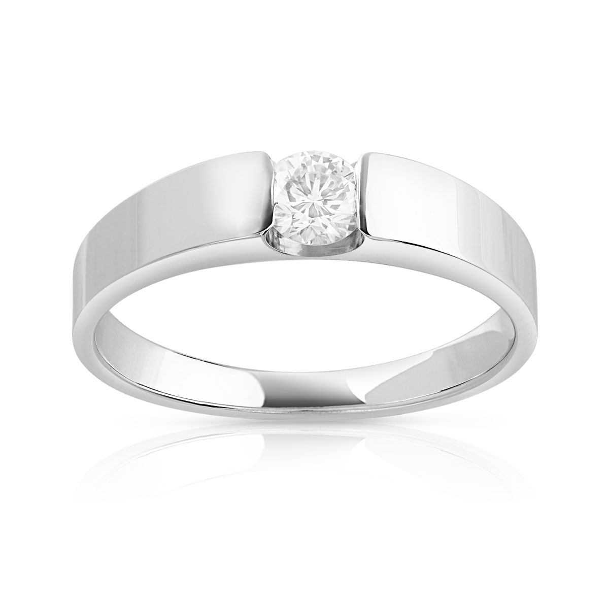 Bague solitaire or 750 blanc diamant 25/100e de ca