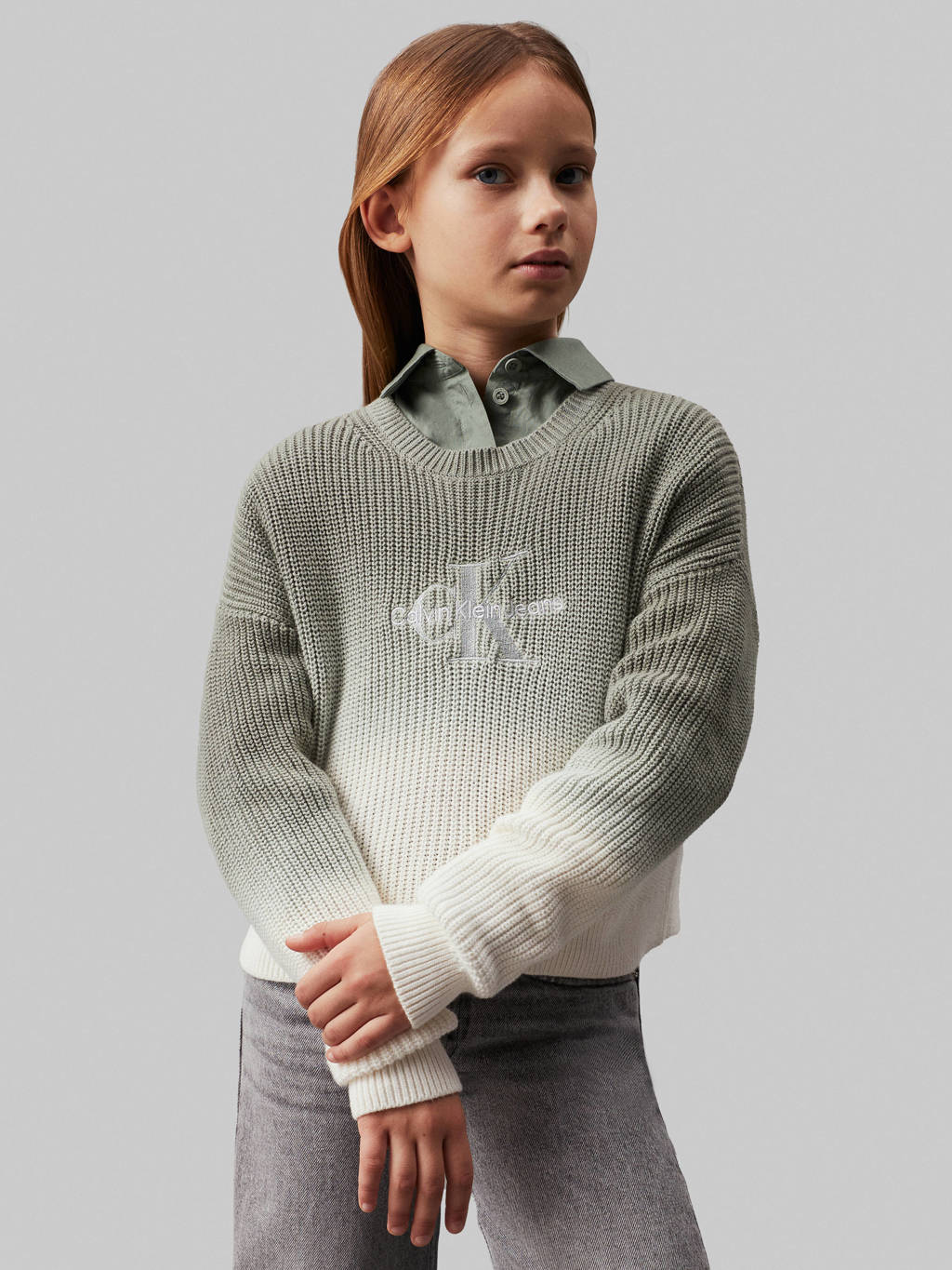 Calvin Klein trui olijfgroen/wit