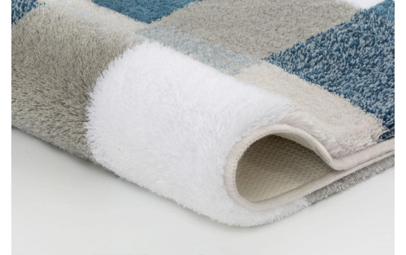 Badteppich Caro 70 x 120 cm, Marineblau/Blau/Grau/WeissBadezimmerteppich