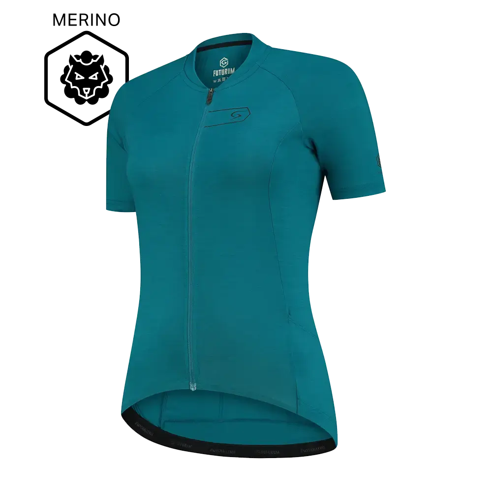 FUTURUM ROSA Merino Fietsshirt Korte Mouwen Turquoise Dames