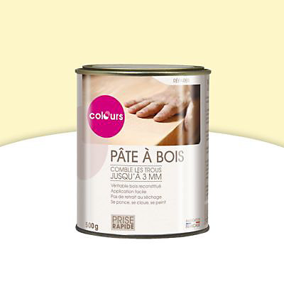 Pâte à bois rebouche fissures et imperfections blanc Colours 500g