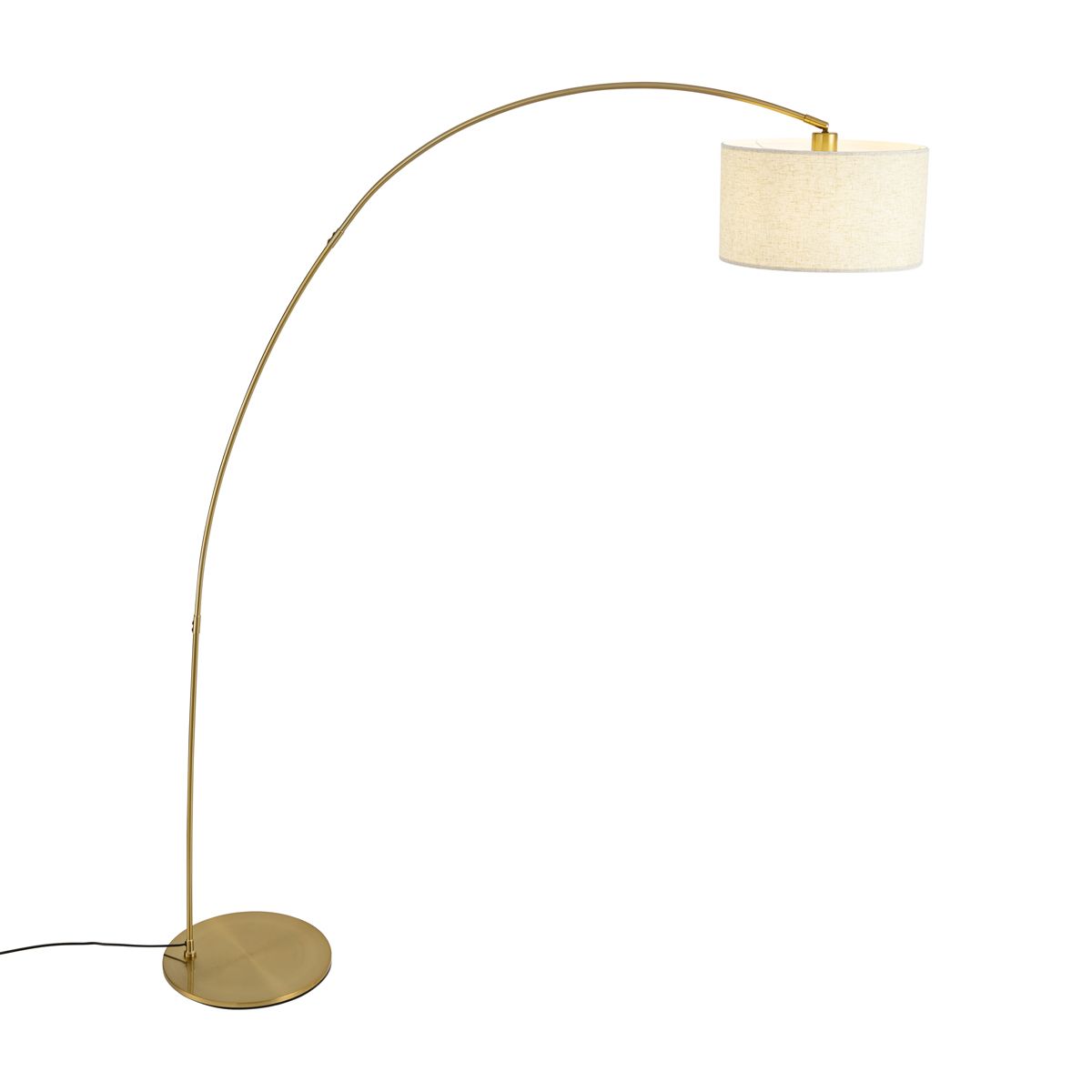 Moderne booglamp messing met beige kap - Vinossa