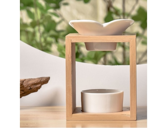 ZEN AROME - Diffuseur d'huiles essentielles Brûle parfum en bambou et céramique naturéa plumeria