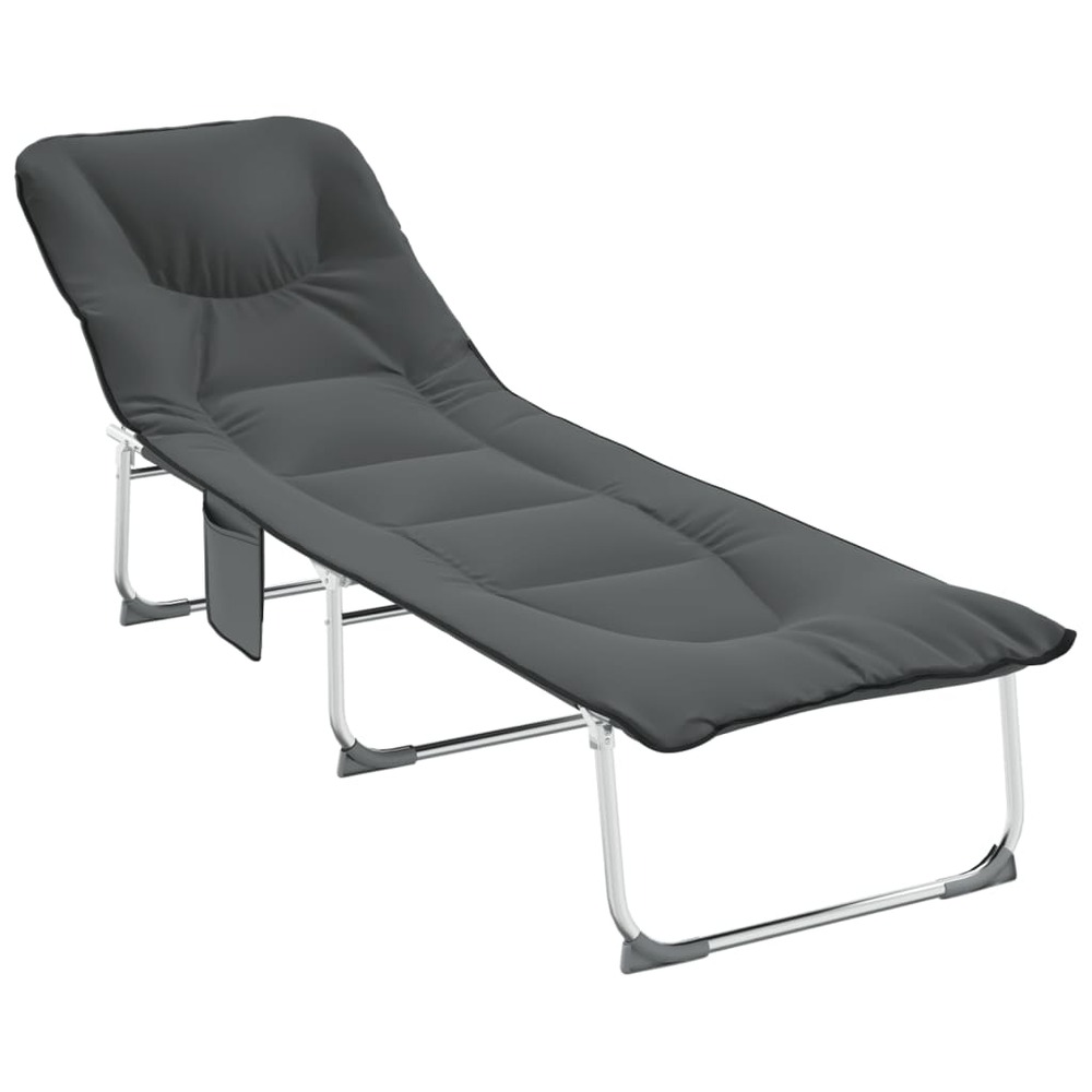 Chaise longue pliable anthracite tissu