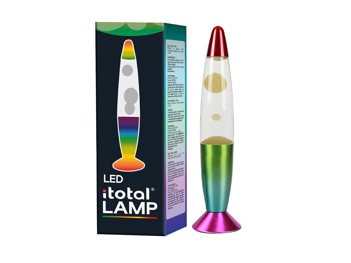 iTotal - Color-changing LED Lava Lampe - Regnbue Base og Hvid Voks