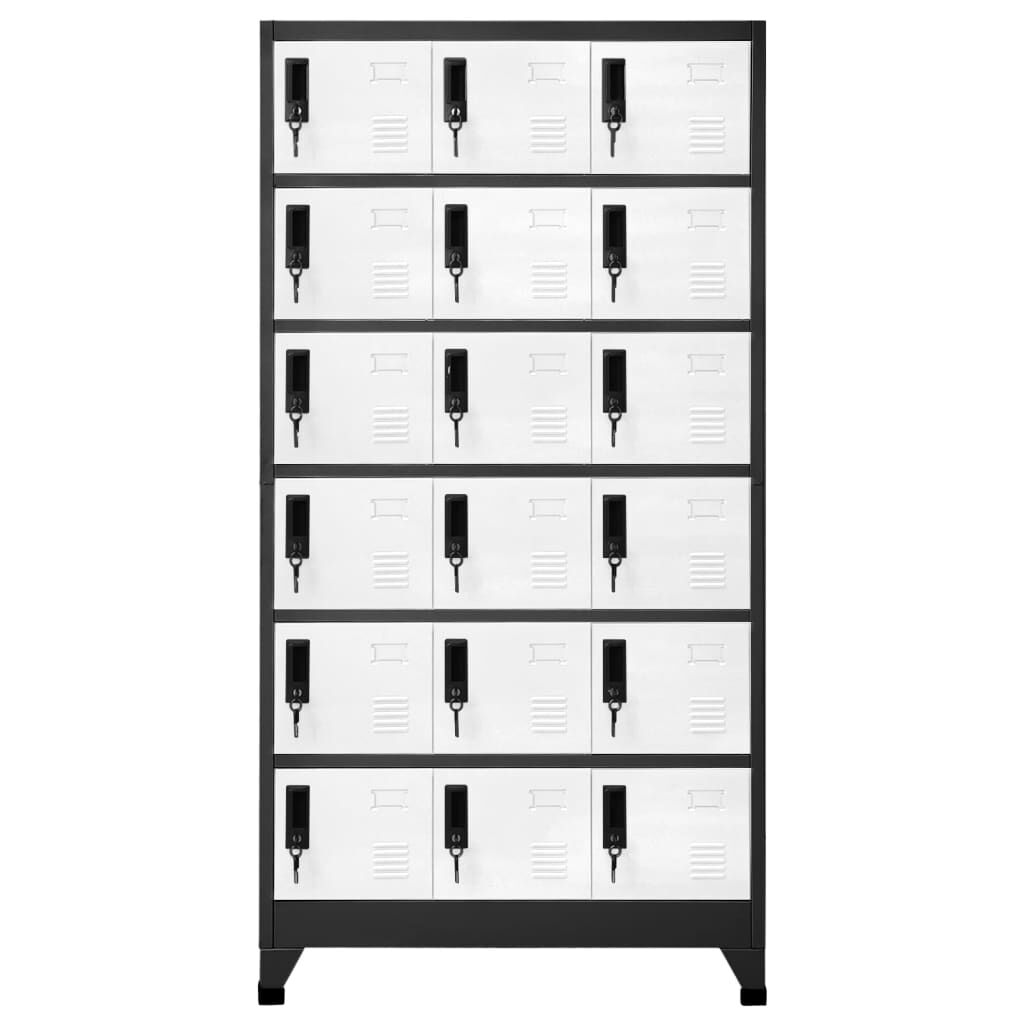 vidaXL Afsluitbare kast antraciet en wit 90x40x180 cm staal