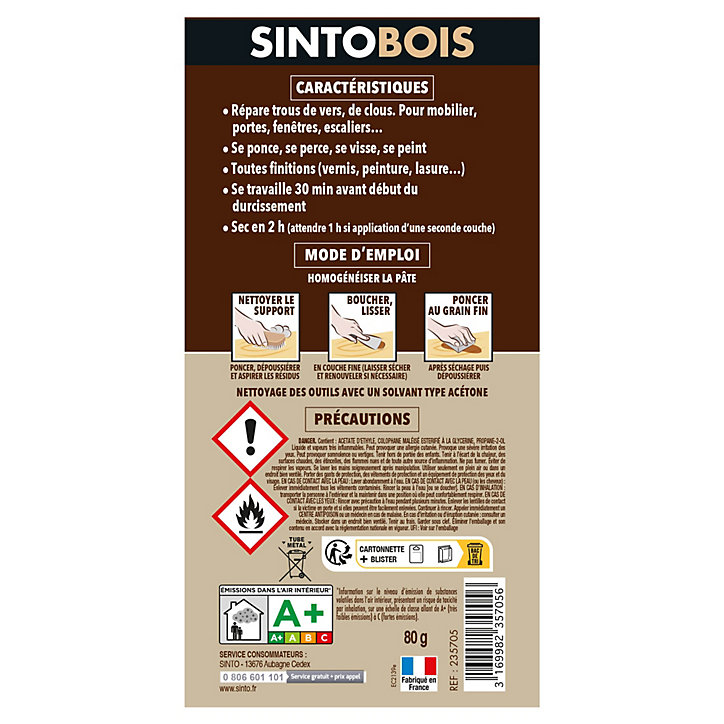 Pâte à bois Tradition chêne clair Sintobois 80g