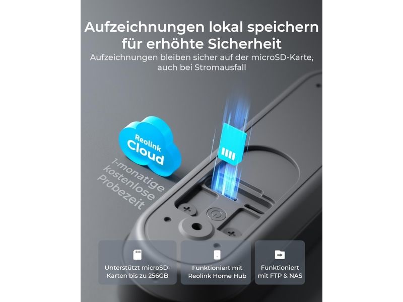 Reolink IP Türstation D340B 2K  Battery Doorbell Chime   64 Akku-Türklingel mit 64 GB lokalem Speicher 4MP 2K 2.4/5GHz WLAN und Chime – Schwarz