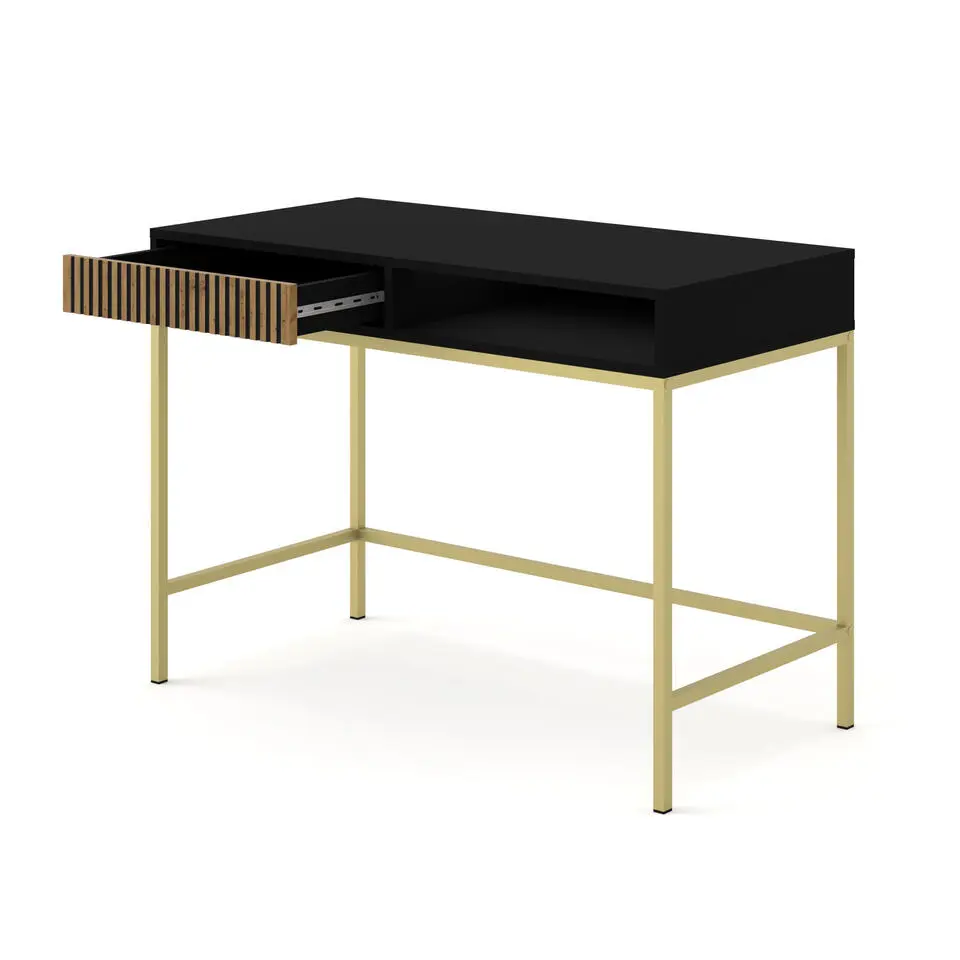 Ravenna Kaptafel - Mat zwart / Artisan eik- Metaal