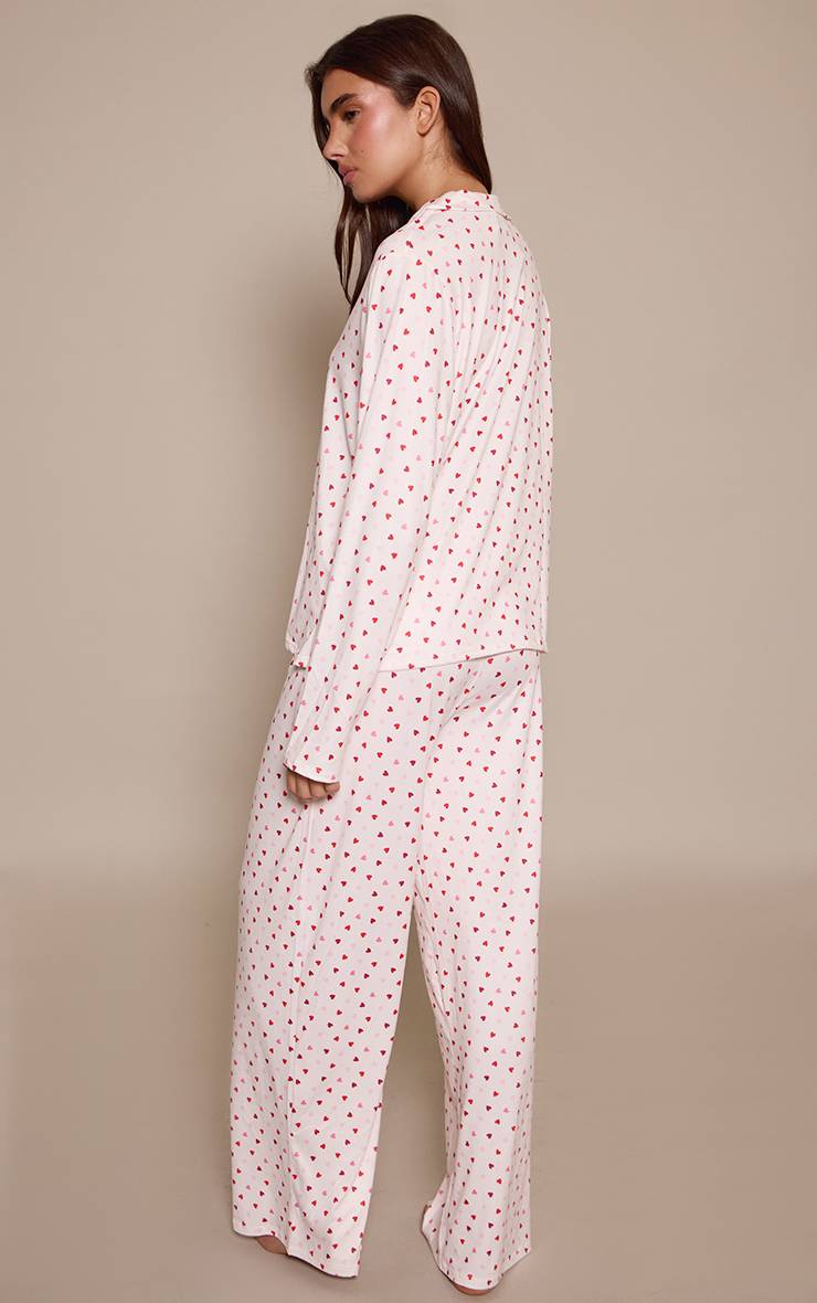 Rouge Ensemble De Pyjama Imprimé À Manches Longues Avec Boutonnage