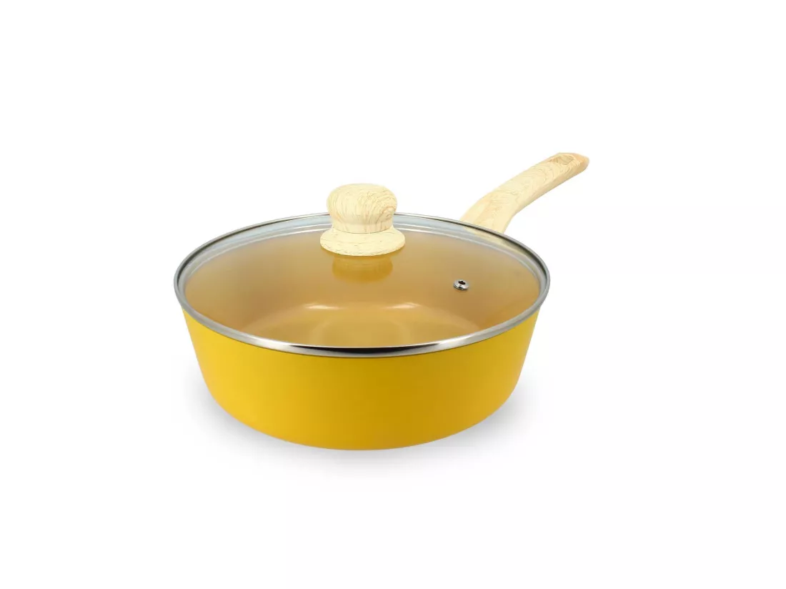Menastyl - Sauteuse 24cm Colorama Safran - En Aluminium - Revetement Antiadhesif En Ceramique