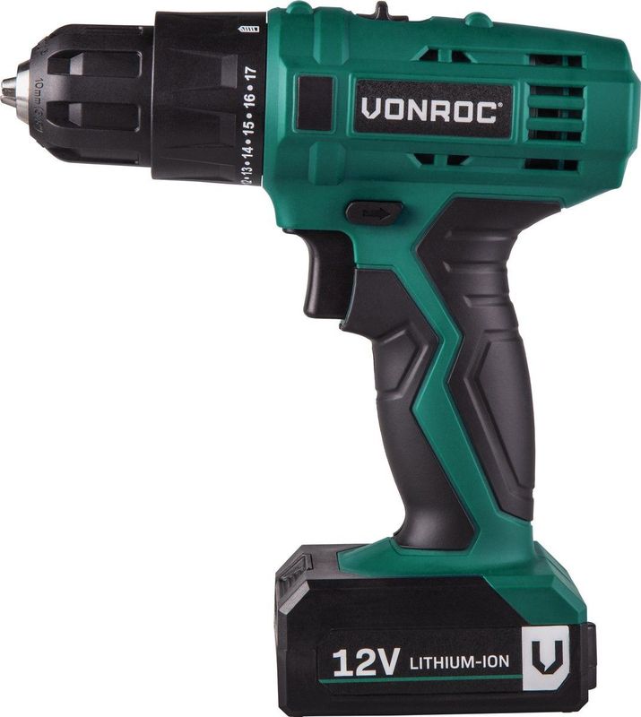 VONROC Accuboormachine – 12V Li-Ion – Incl. aluminium opbergkoffer, 46 accessoires, 1x accu & lader