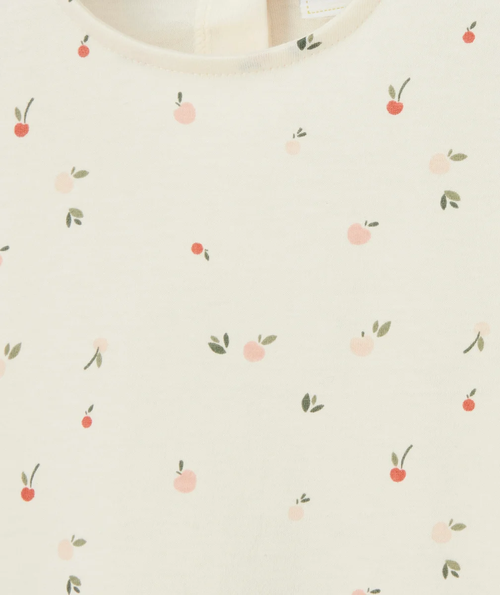 T-SHIRT ÉCRU BÉBÉ FILLE EN COTON BIOLOGIQUE IMPRIMÉ FRUITS