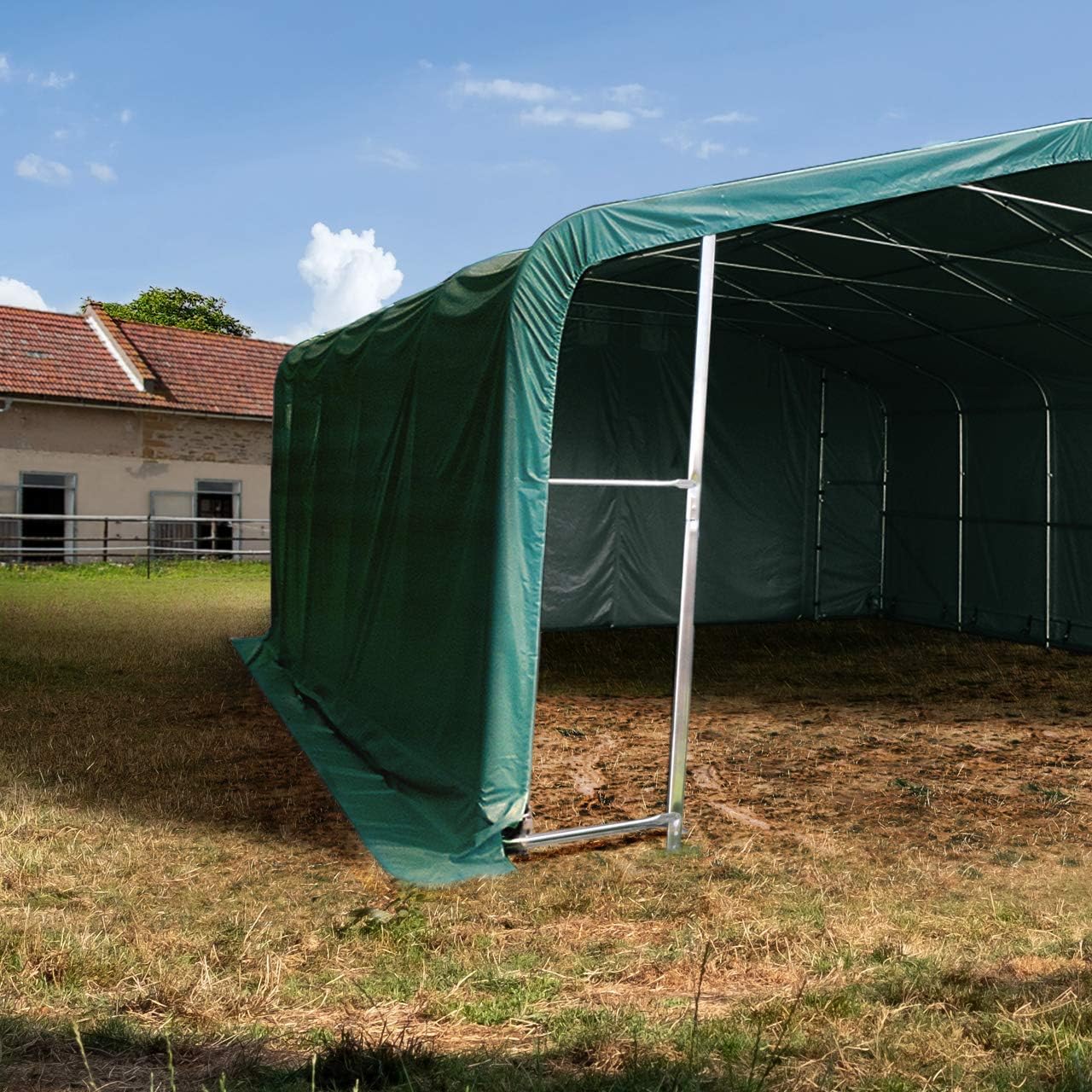TOOLPORT Weideunterstand 6x6 m PVC Plane 2300 Newton Unterstand Lagerzelt grün für Erduntergrund