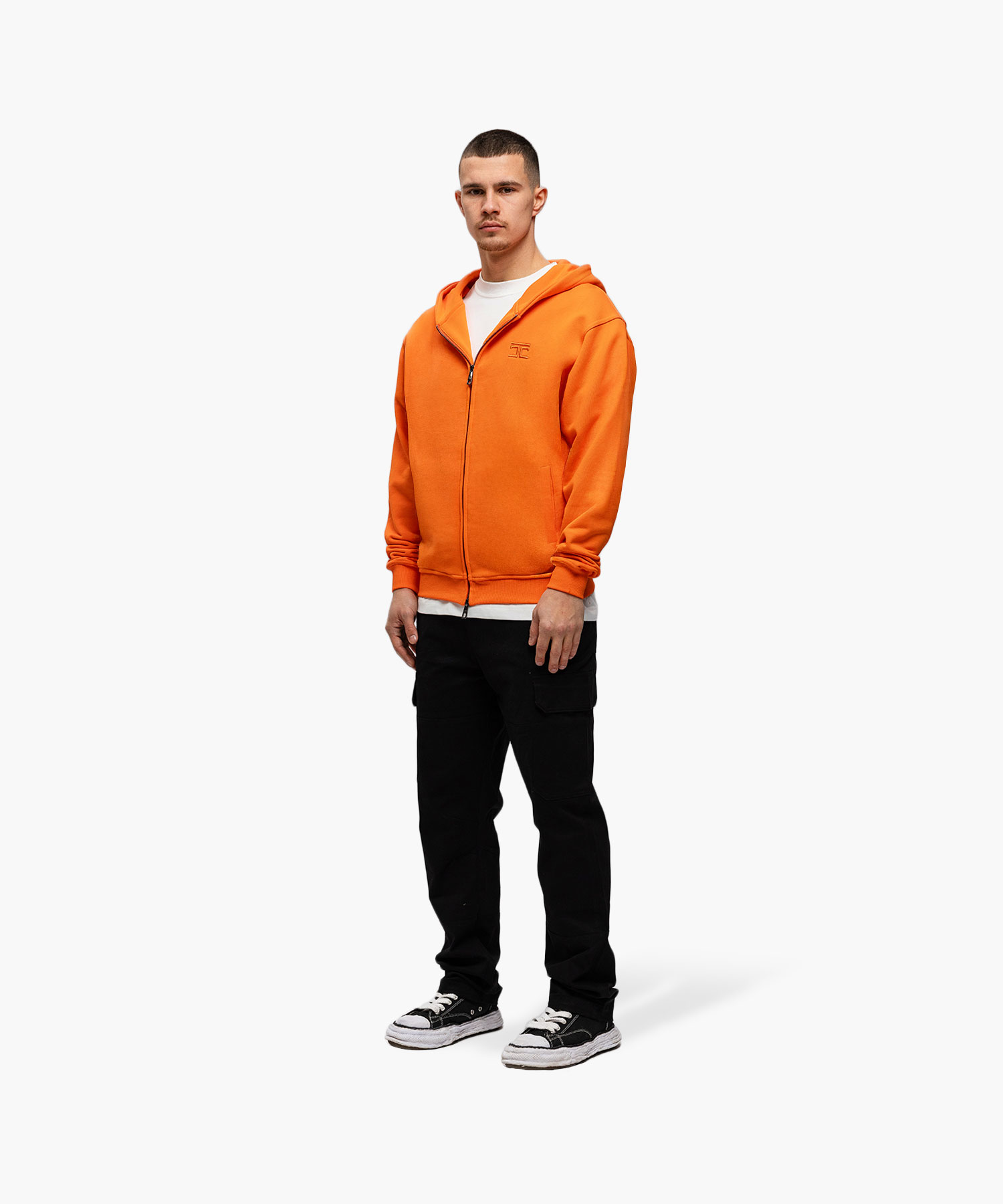 Jorcustom Ribbon Zipped Hoodie Heren Oranje/Wit