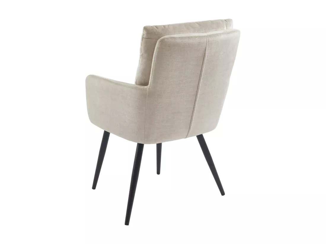 Lot de 2 chaises avec accoudoirs en tissu et métal noir - Crème - BARINIA de Pascal Morabito