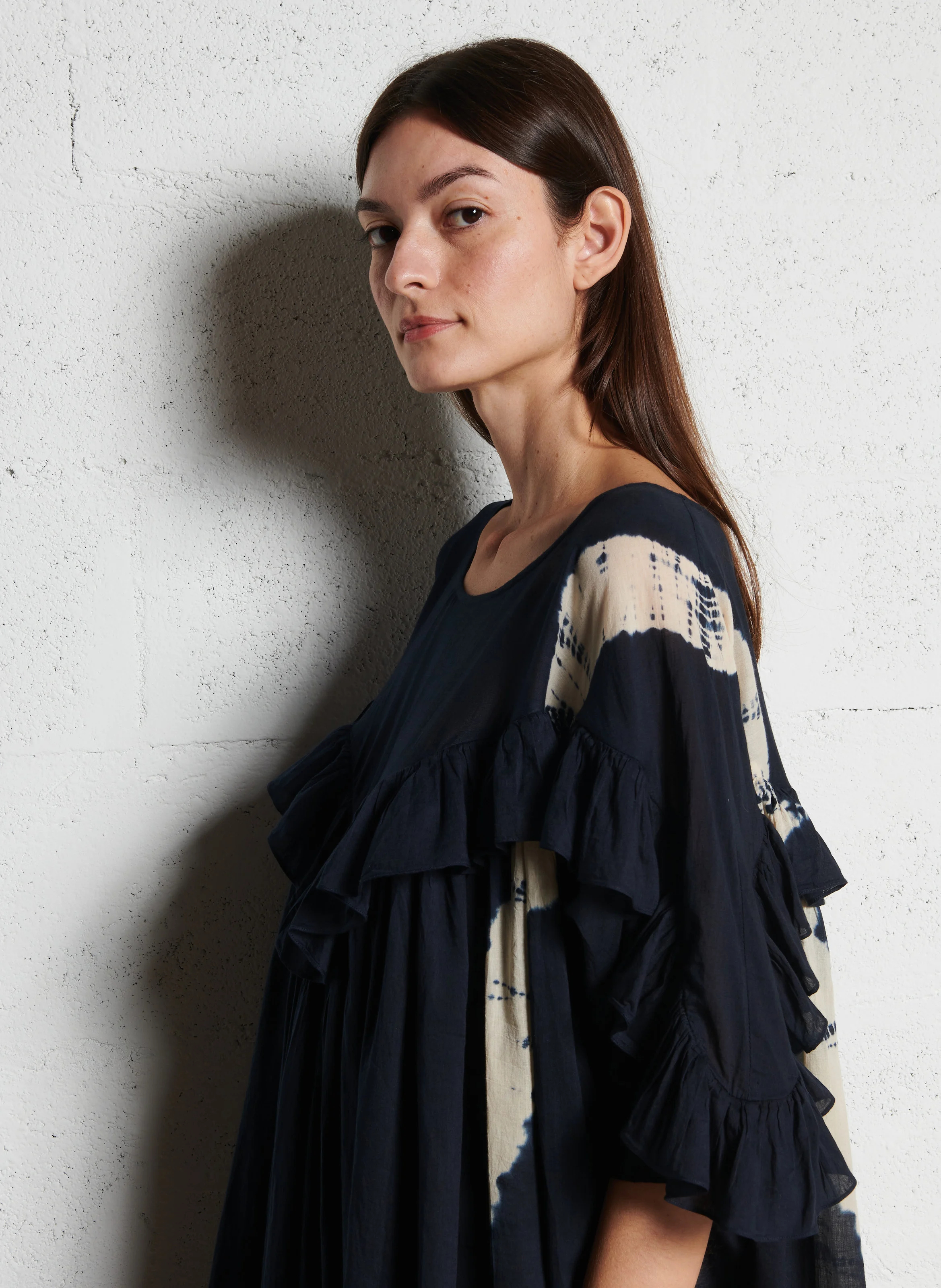 LUNE - Robe courte oversize col rond en coton | Noir