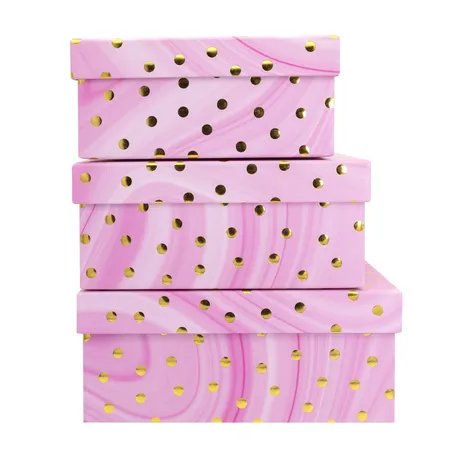 Idena Geschenkboxen 3er-Set Dot/pinkFSC-Mix