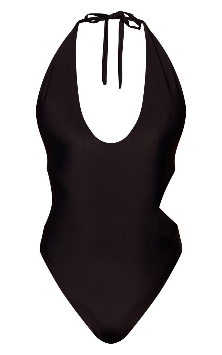 Noir Maillot De Bain Plongeant À Découpes