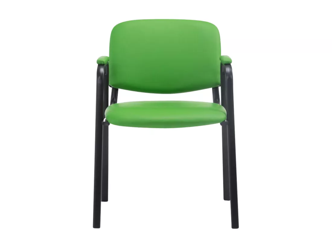 Lot de 4 Chaise de conférence - Similicuir & Métal noir mat - Vert - Ken Pro