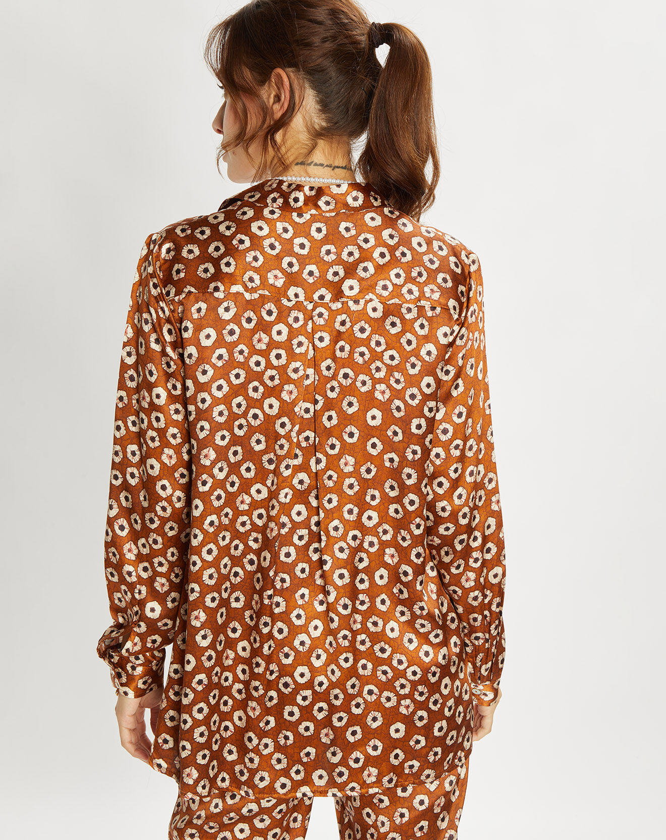 Lauren Vidal Chemise en Soie mélangée Ines marron