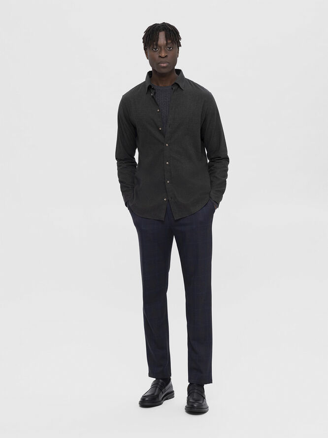 Selected Homme SLHSLIMOWEN-FLANNEL SHIRT LS NOOS Forest night/solid
