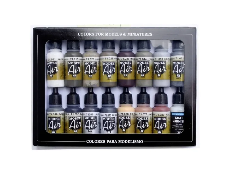 Vallejo 71.194, 17 ml, Sort, Brun, Kød, Grøn, Grå, Solbrun, Hvid, Gul, Flaske