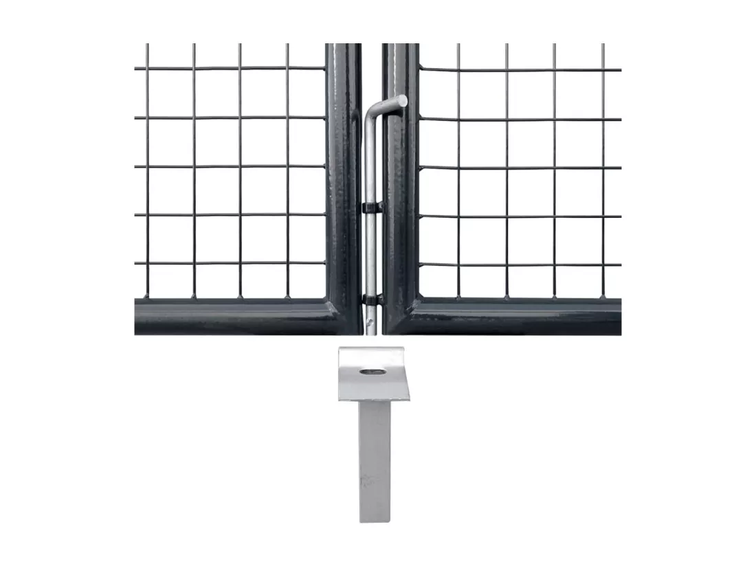 Portail en maille Acier galvanisé 289x100 cm Gris
