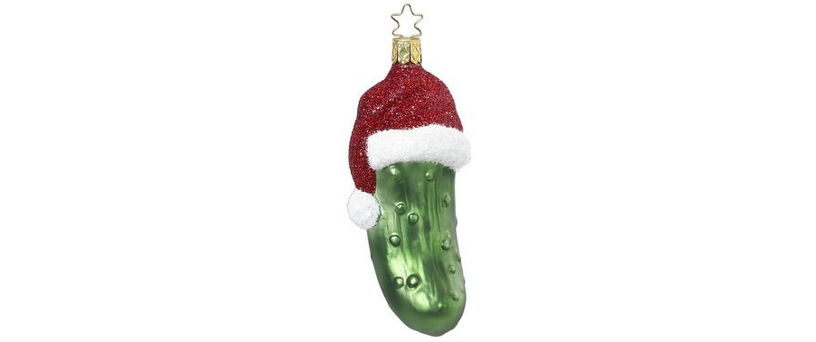 Weihnachtsschmuck Gurke mit Kappe 12 cm, Grün/RotWeihnachtsdeko