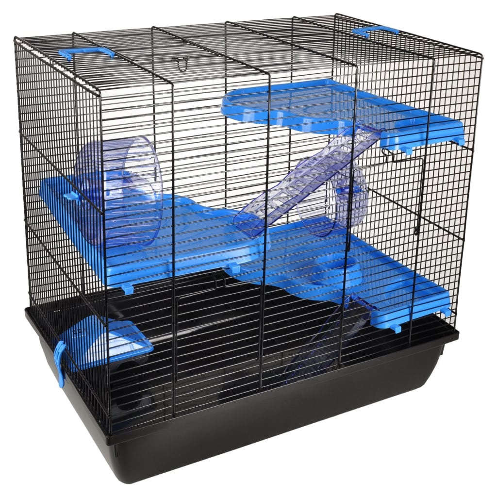 Cage pour hamsters jaro 4 58x38x55 cm noir et bleu