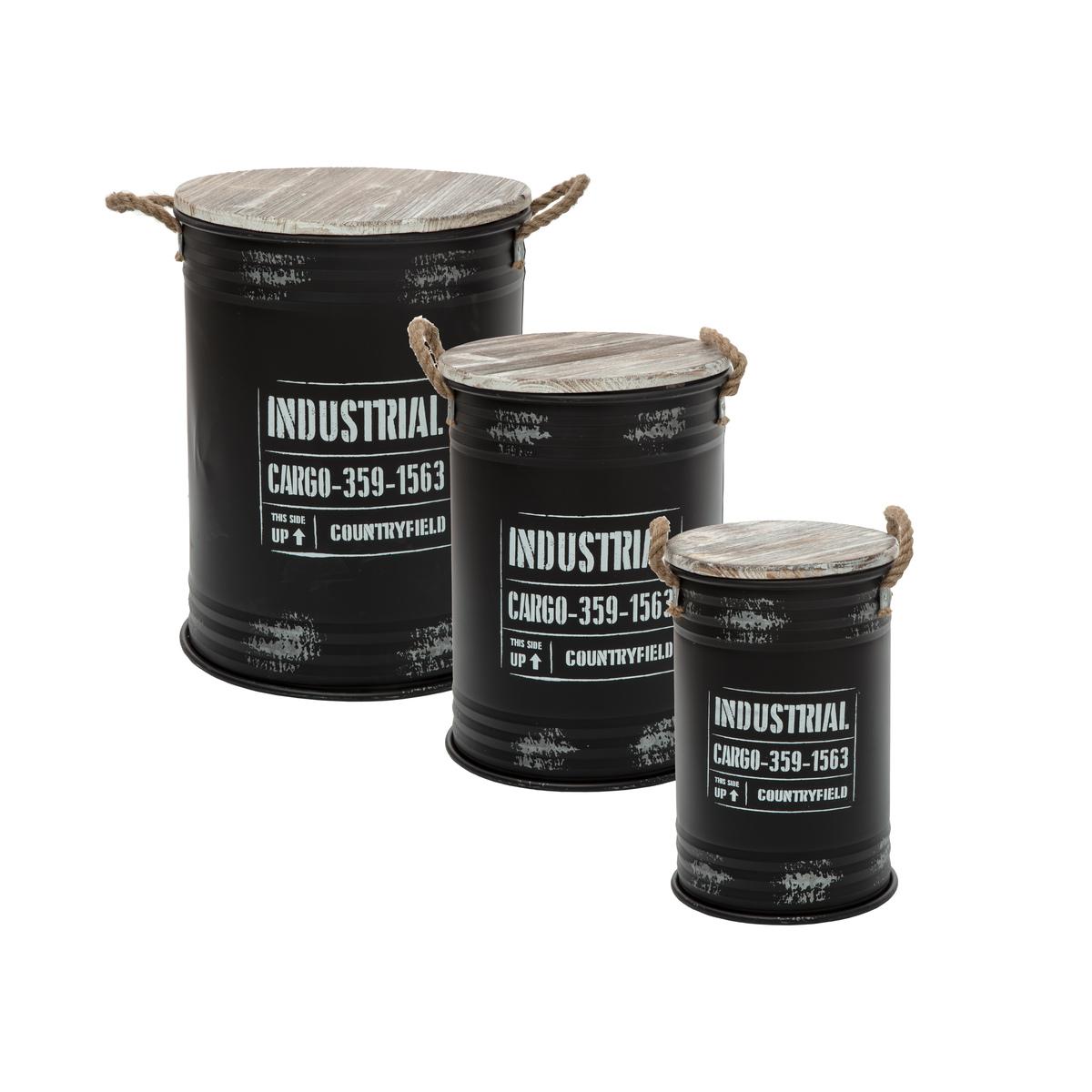 COFFRE BIDON NOIR INDUSTRIEL D.36X48CM
