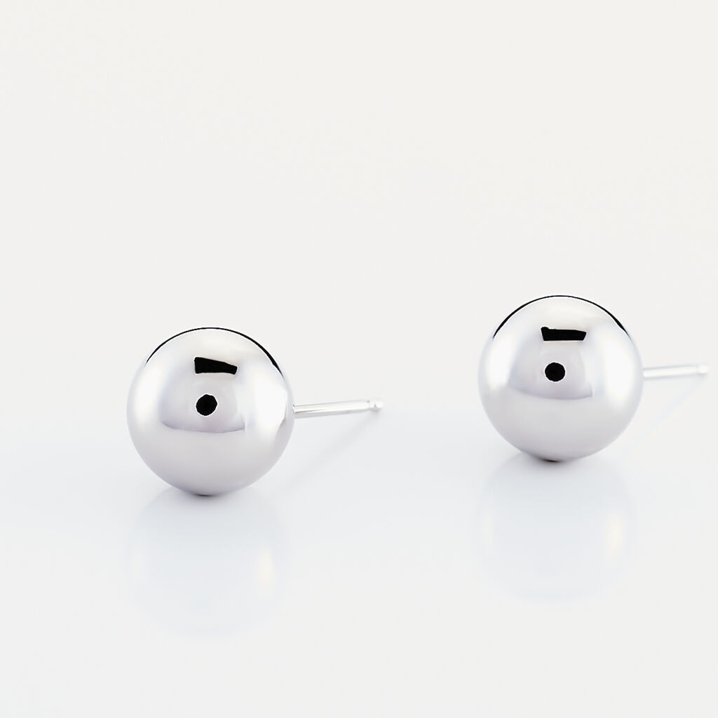 Boucles D'oreilles Puces Fidelia Boule Or Blanc