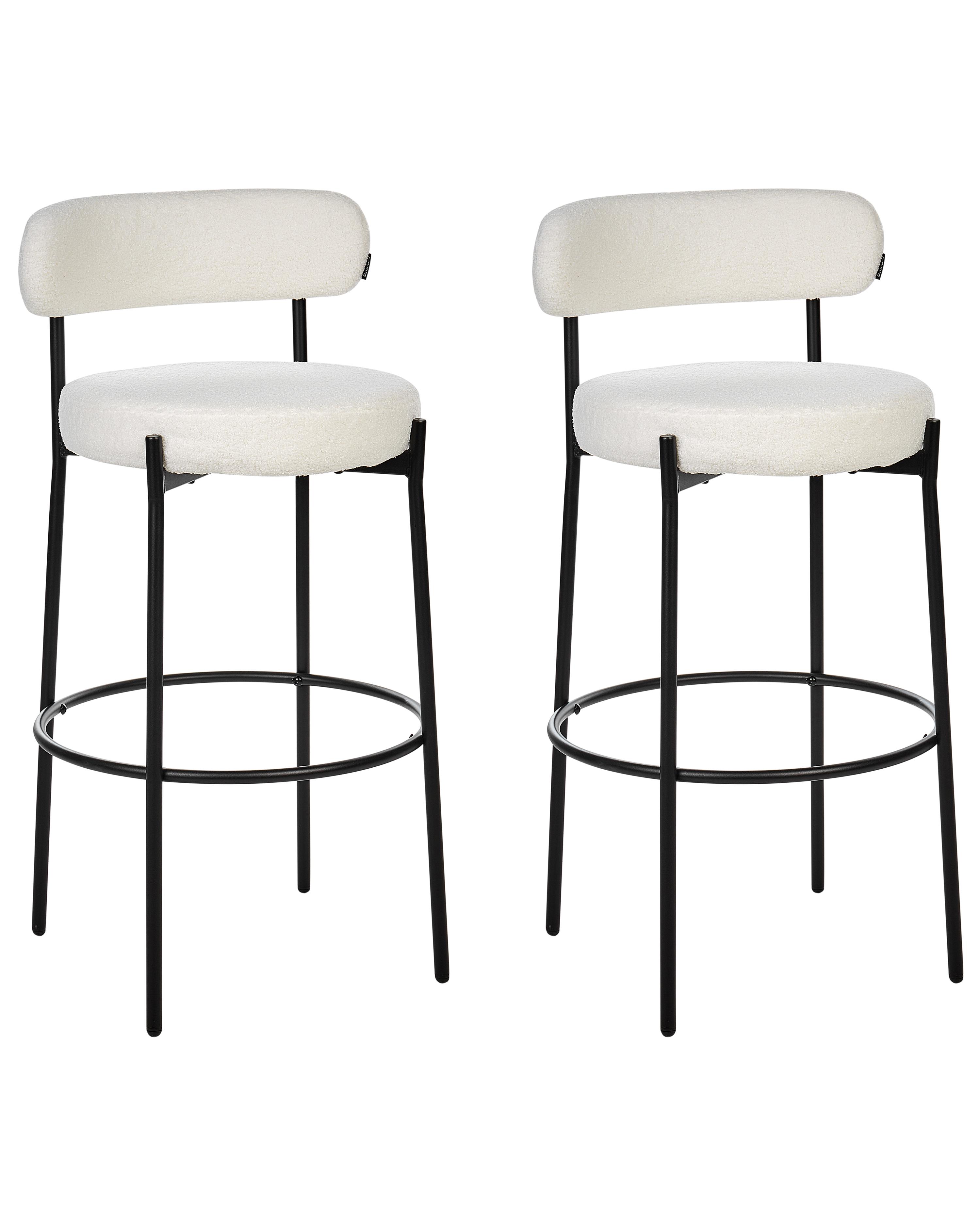 Set van 2 barstoelen ALLISON Bouclé Wit
