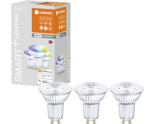 Ledvance Smart WIFI LED-lamp dimbaar PAR16/PAR51 GU10/5W (32W) mat 350 lm 2700-6500 K RGBW 3-pack