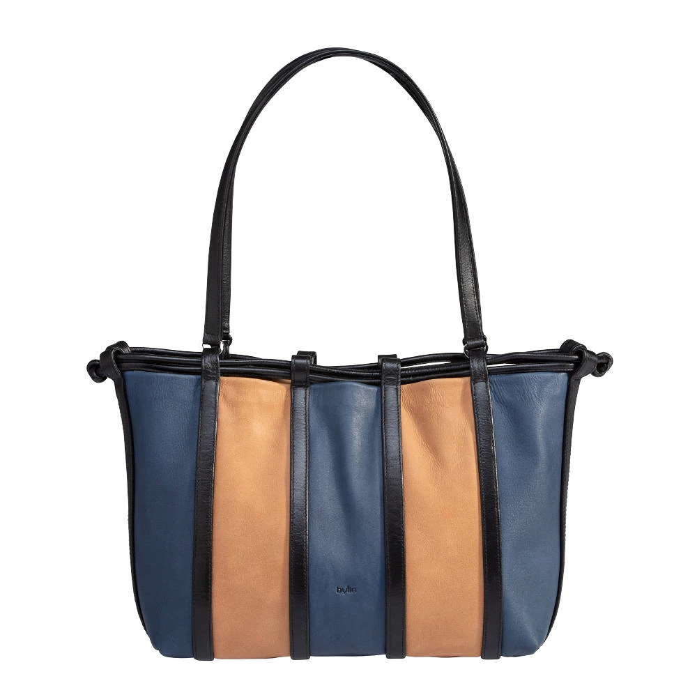 Ricefield Handbag Blue-Camel Vintage Leather