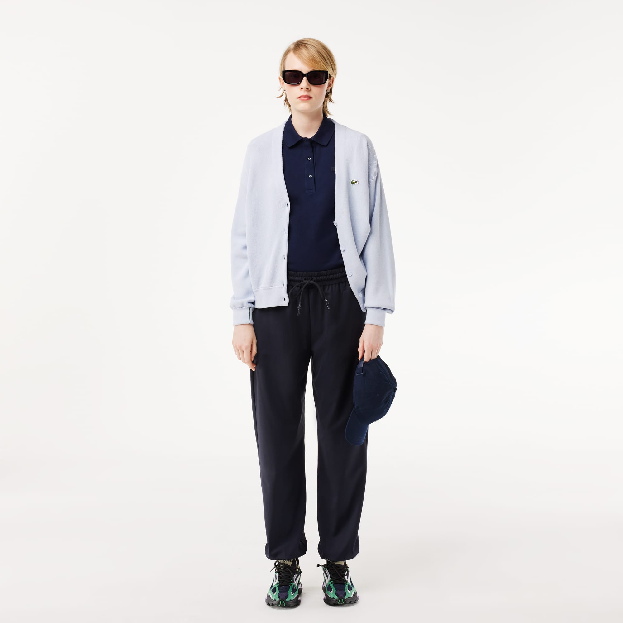 Polo Lacoste slim fit à manches trois-quarts en coton souple Manches Courtes - Bleu - Lacoste - Femme