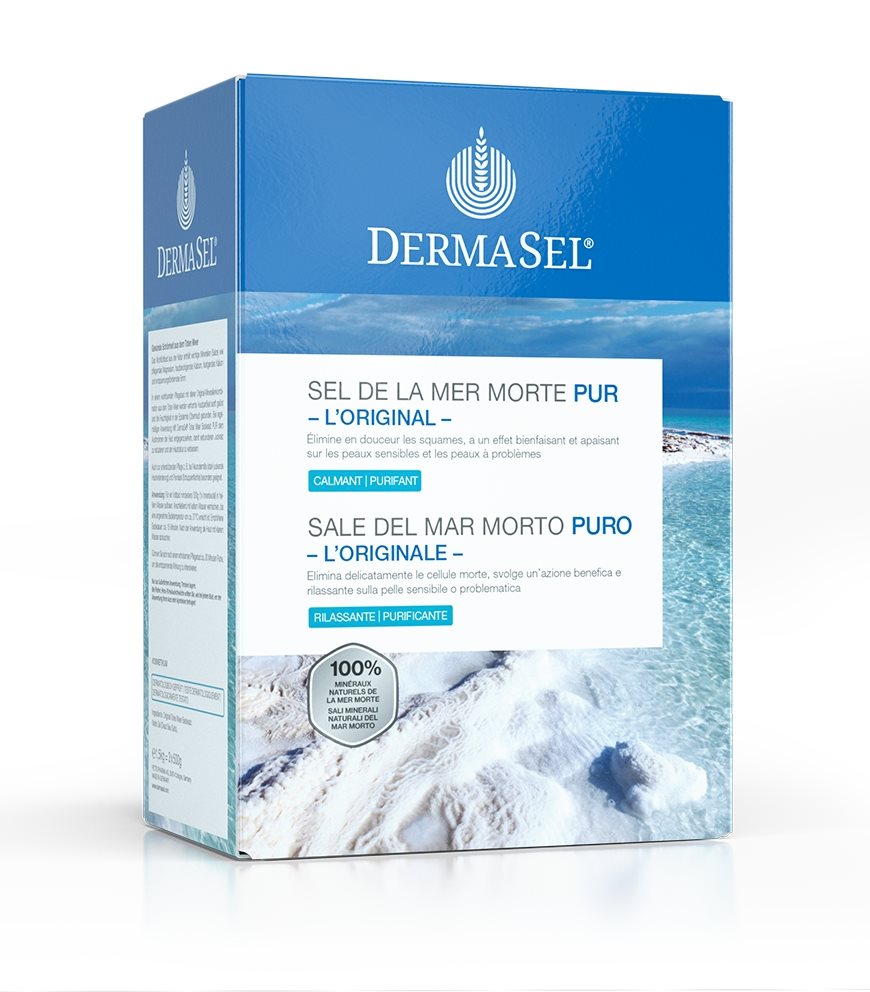 Dermasel Badesalz<br>1.5 kg, Karton, PUR deutsch französisch italienisch