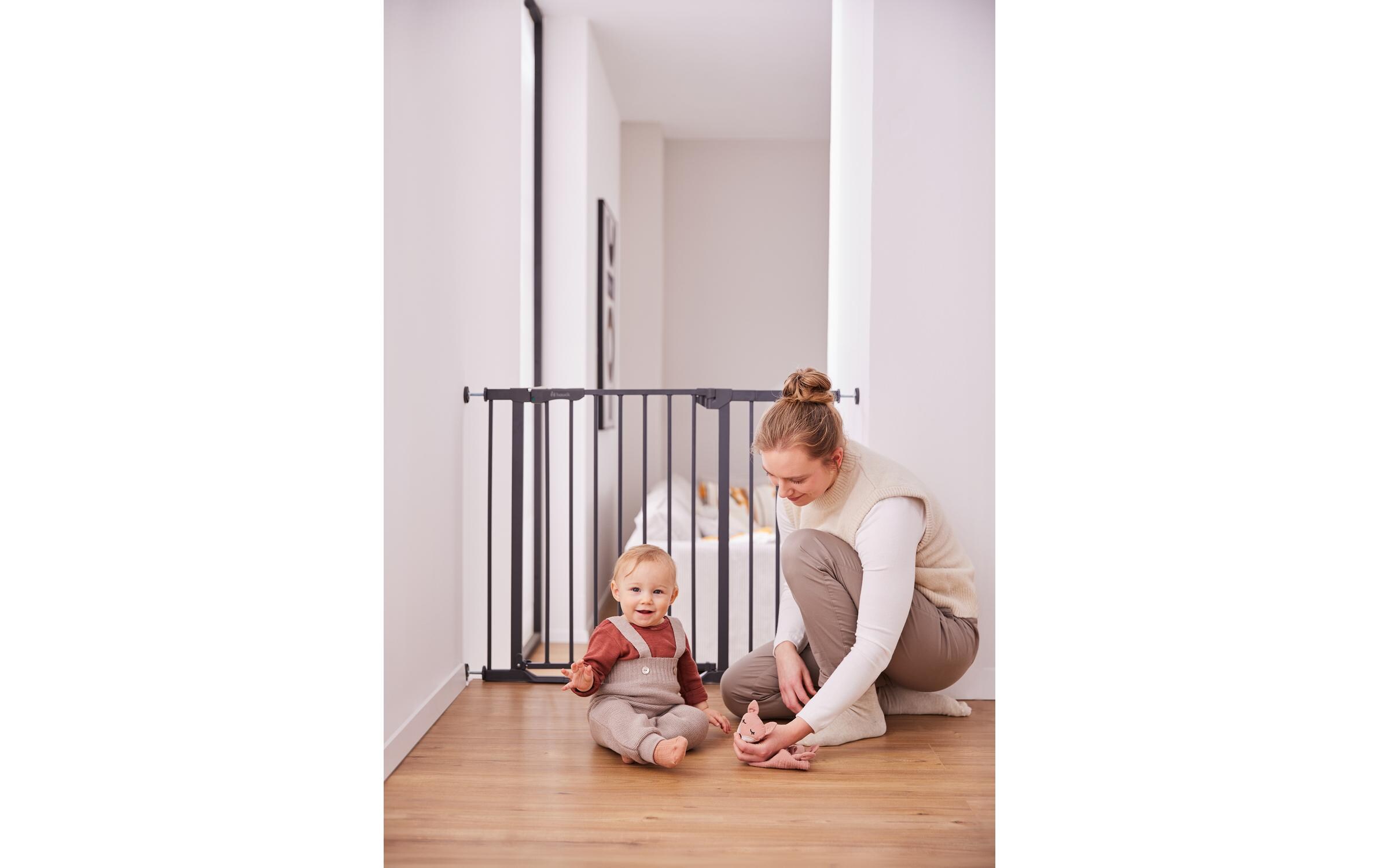 Türschutzgitter Clear Step Autoclose 2 Schwarz 75 cm - 80 cmBarrierefreies, automatisch schliessendes Tür- und Treppenschutzgitter-Set