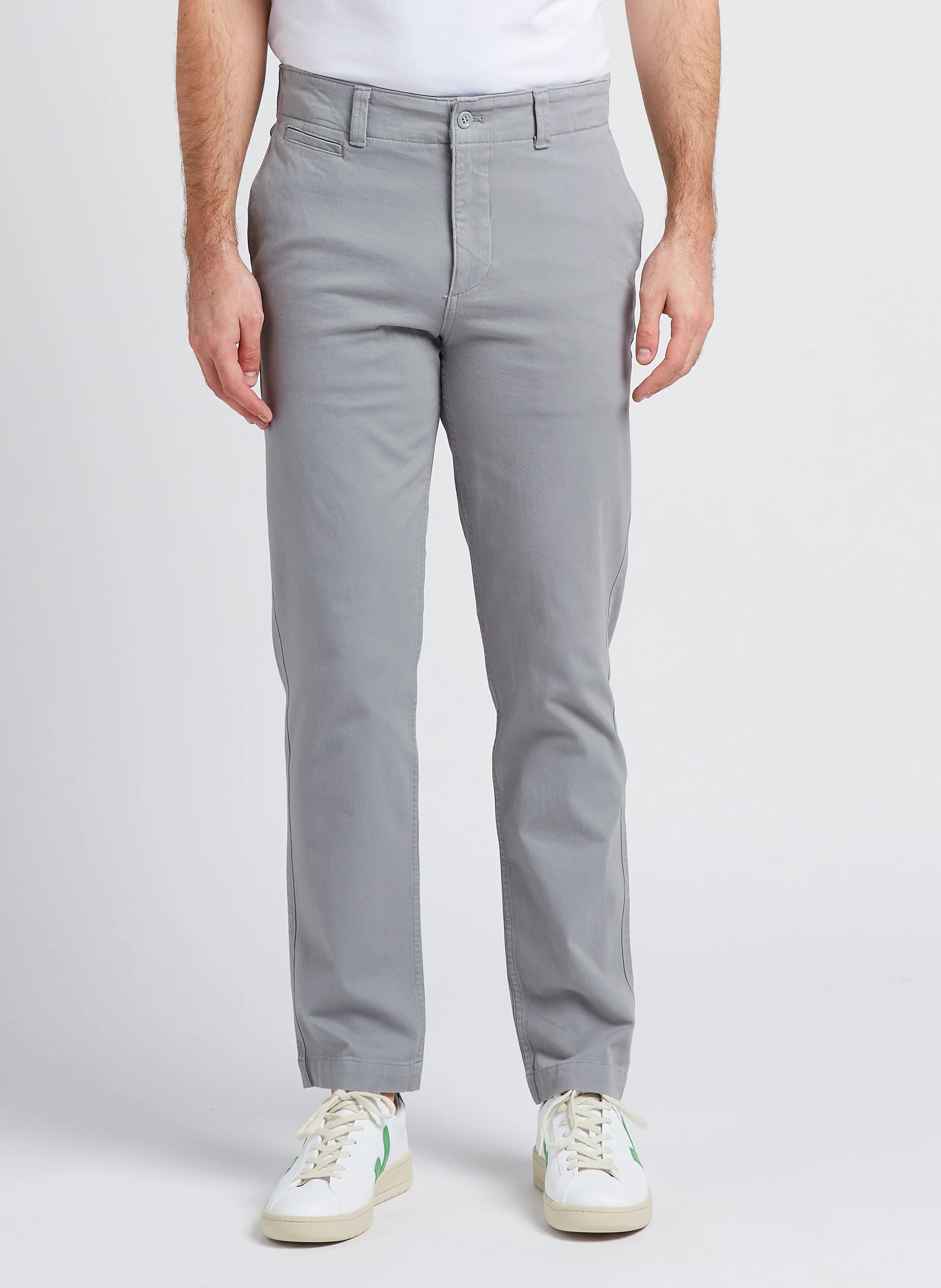 Pantalon slim en coton mélangé | Gris