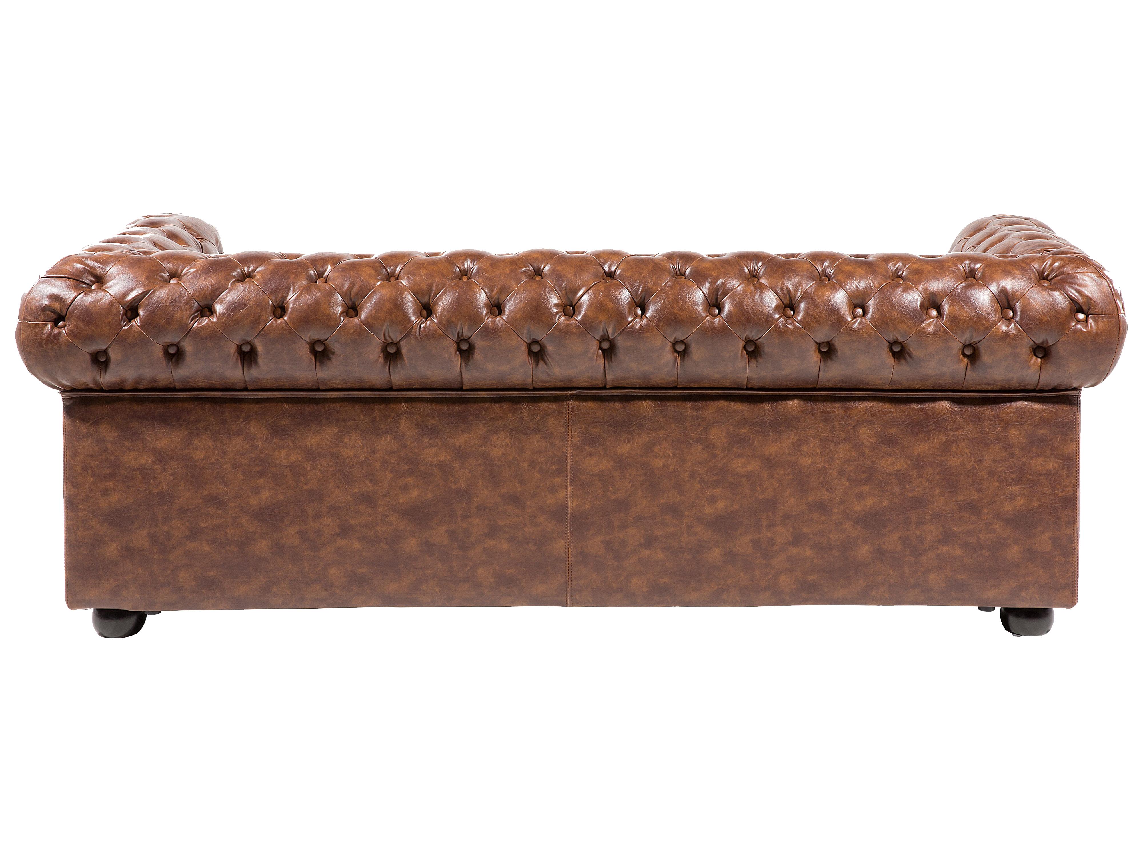 Bank 3-zits CHESTERFIELD Kunstleer Goudbruin