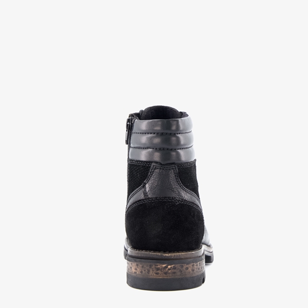 Van Beers leren heren veterboots zwart met suede