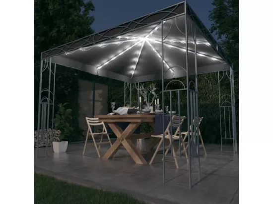 Tonnelle avec guirlande lumineuse à LED 300x300 cm Anthracite