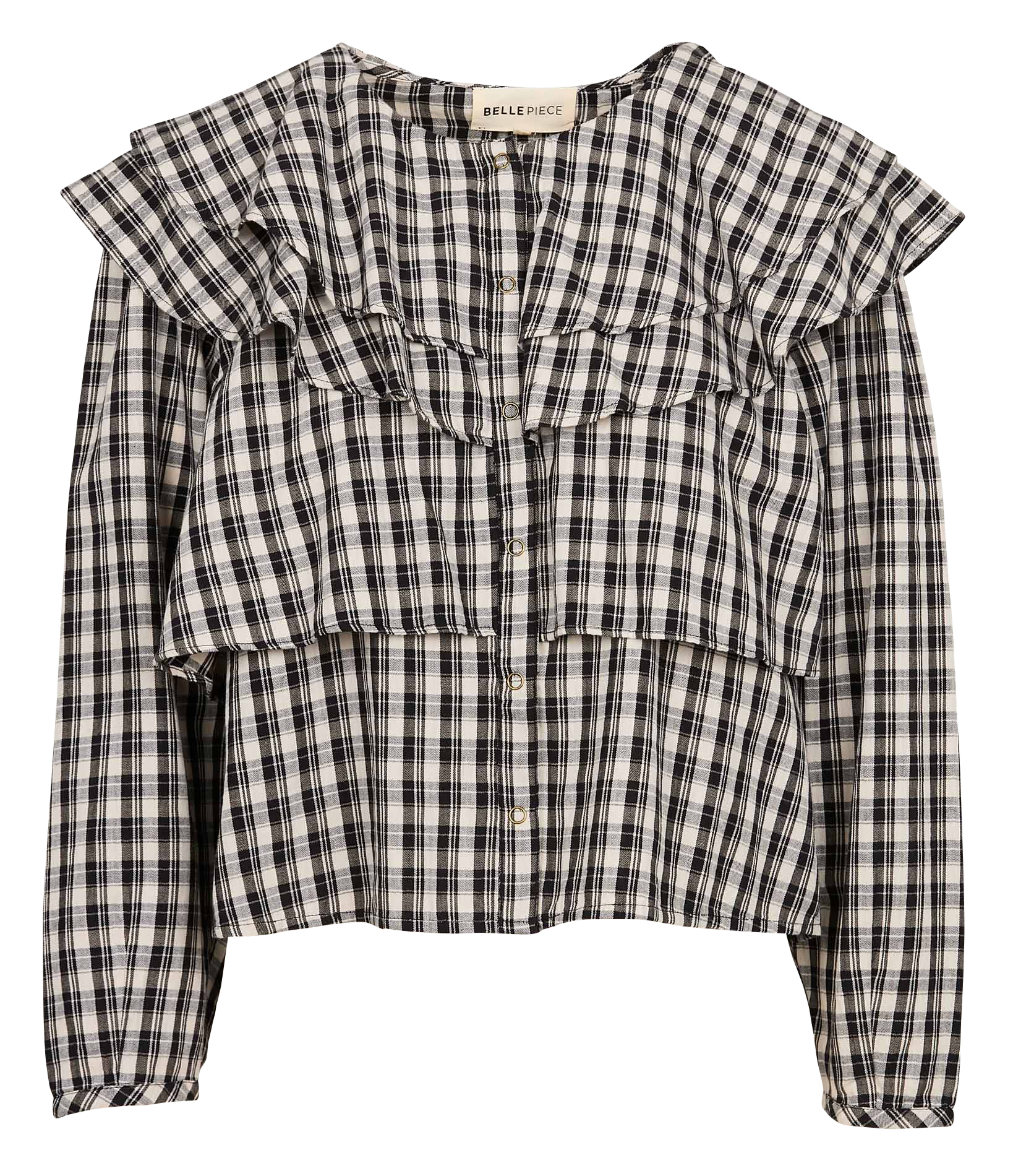 PARIS - Chemise droite col rond en coton | Noir