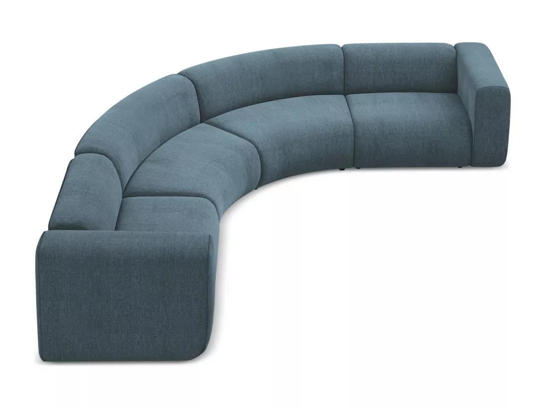 Canapé d'angle modulable en tissu chenille - jeans - EKAHI