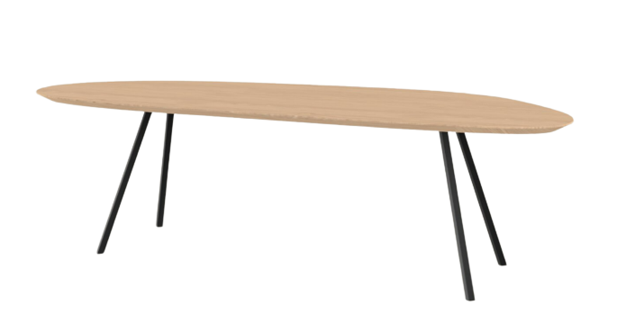 Studio HENK tafel Slim Co Blob, zwart frame - Smart Collectie 260 x 100 cm | Eikenhout | Verjongde rand | Frame Zwart