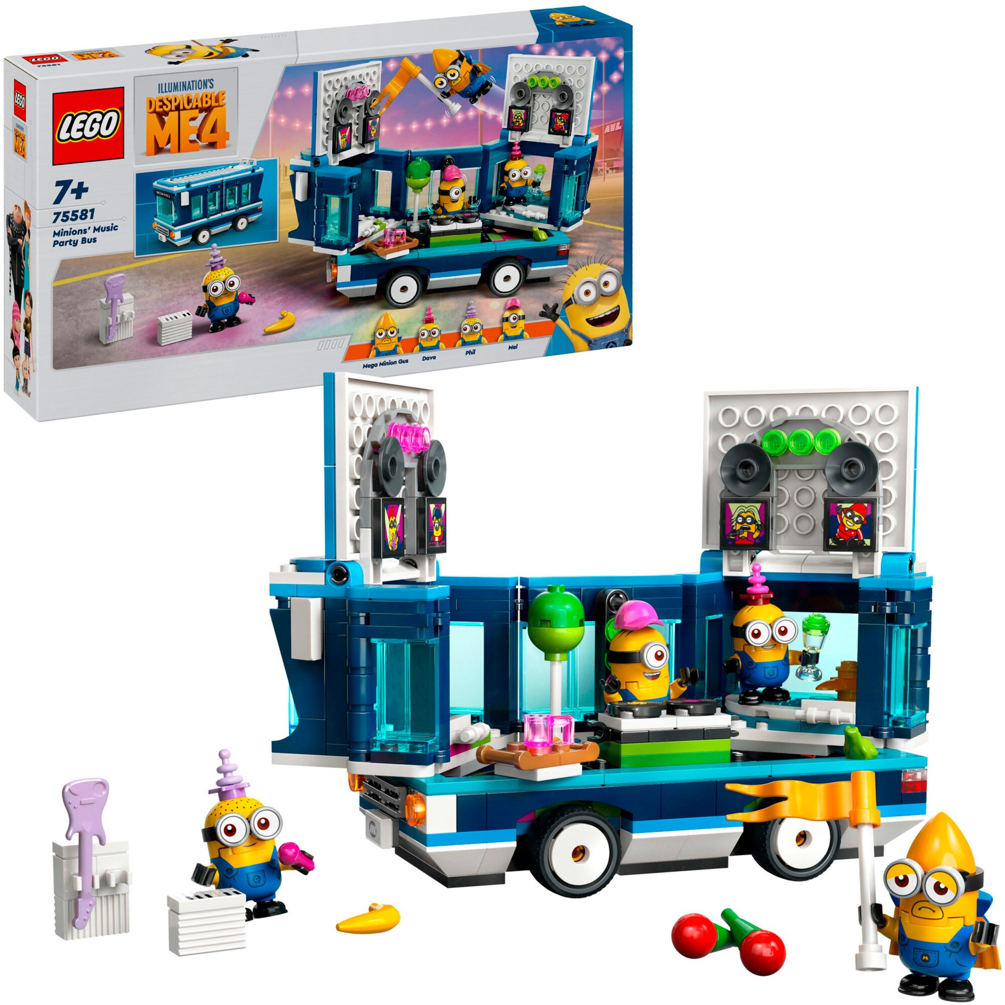 LEGO Konstruktionsspielzeug Minions und der Party Bus