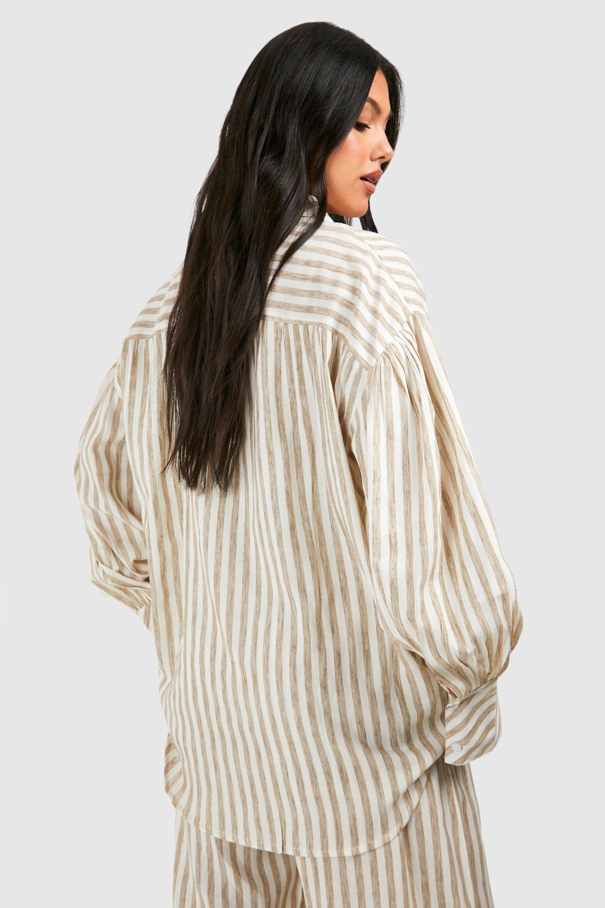 boohoo Chemise de maternité oversize à rayures effet lin