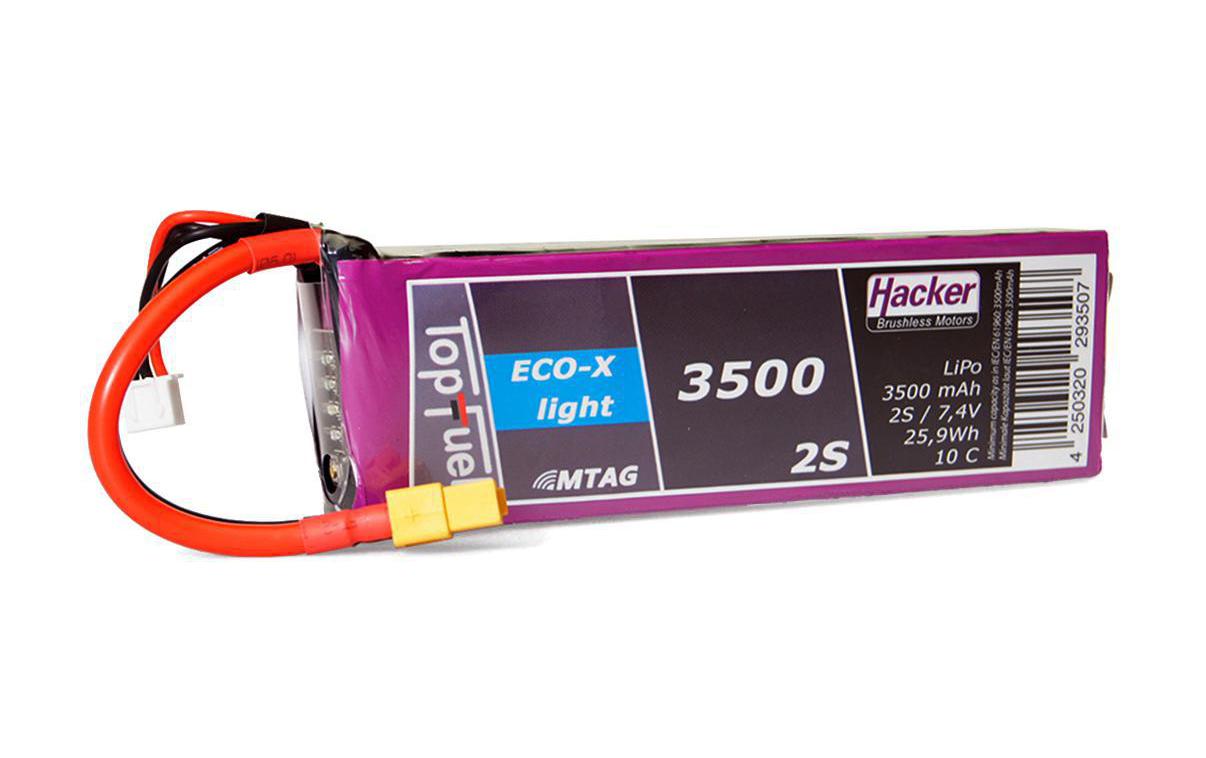RC-Akku LiPo 3500 mAh 7.4 V 10C TopFuel ECO-X-Light MTAG2S LiPo-Akku für Flugmodelle