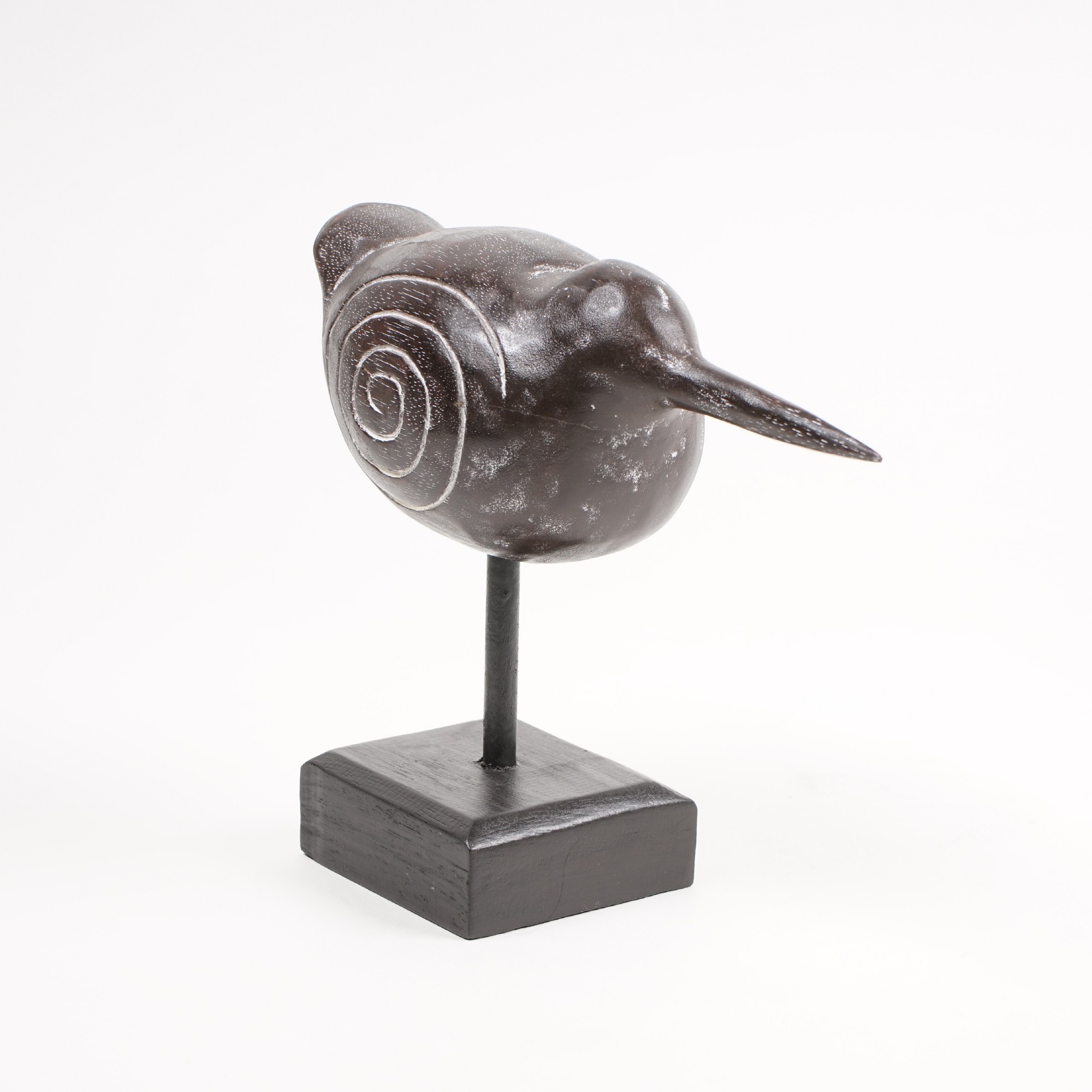Holz-Skulptur 'Fat Bird' auf Sockel, braun, H 25 cm, B 30 cm, L 12 cm von fischer's lagerhaus
